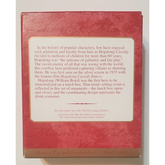 Hallmark Hopalong Cassidy Lunchbox and Thermos Keepsake Ornament 2000 - Picture 2 of 5